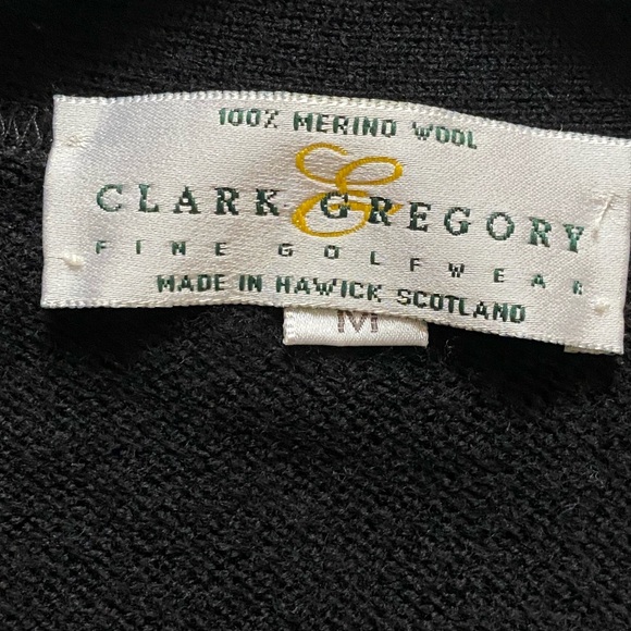 VINTAGE Clark Gregory Sweater Men MED Black Vest Cardigan Argyle Scotland - Picture 10 of 14